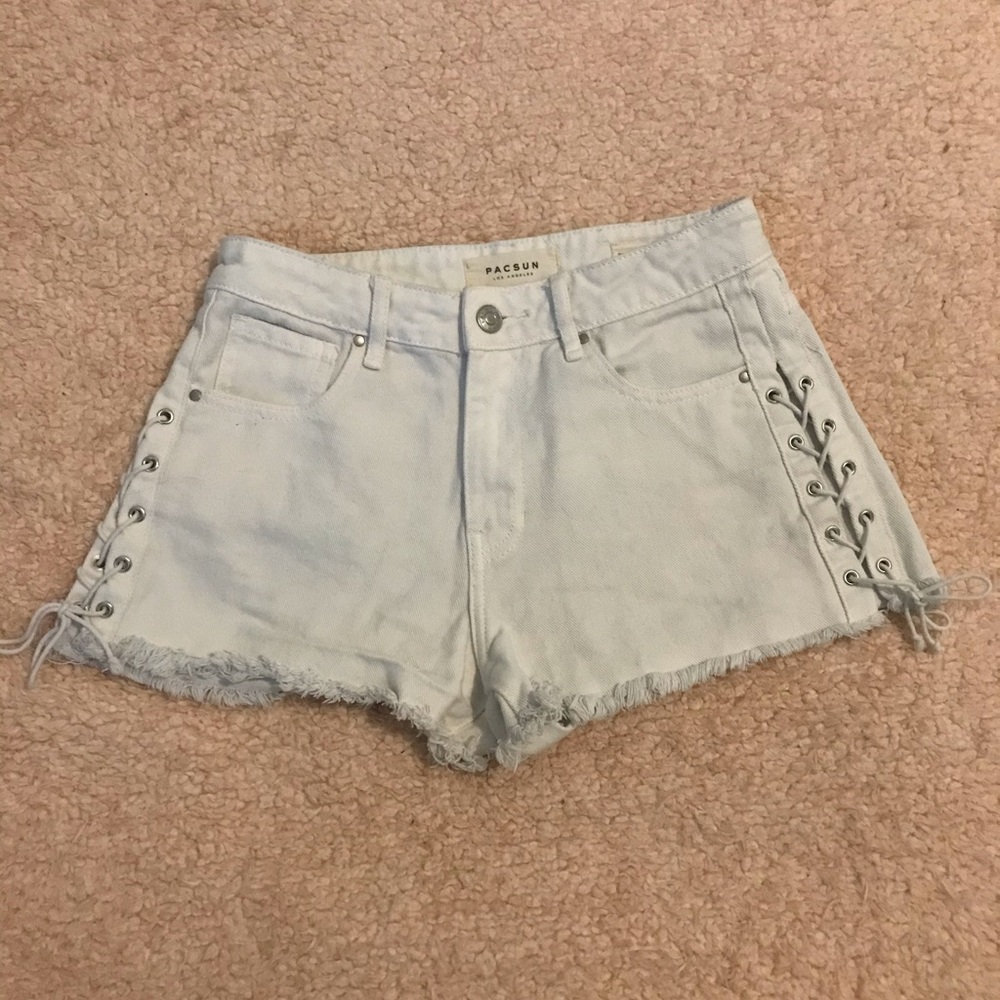 PacSun High Rise Shorts — Lace-Up White
